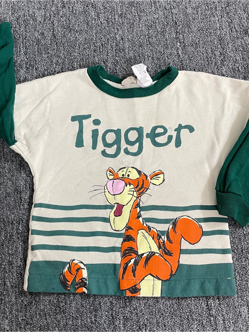 Disneys Tigger vintage long sleeve Graphic Kids Tee - Green & Cream